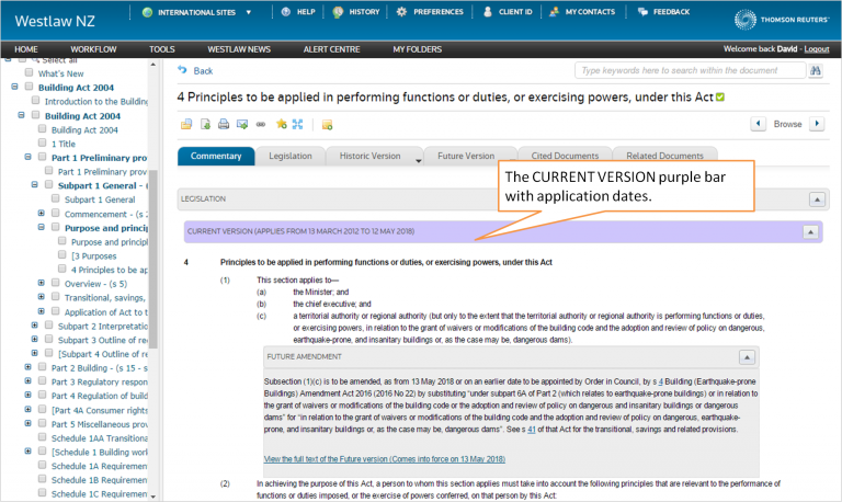 Westlaw NZ -legal research platform - current version of legislation 